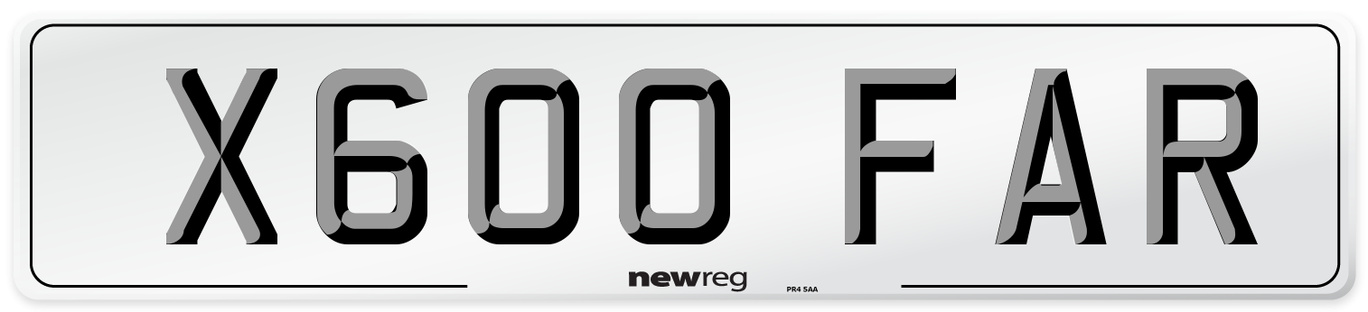 X600 FAR Number Plate from New Reg